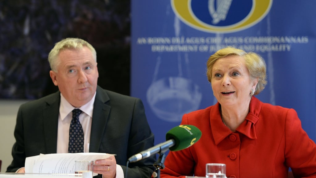Minister for Justice and Equality Frances Fitzgerald and acting secretary general Noel Waters, at Government Buildings. Photograph: Eric Luke/The Irish Times