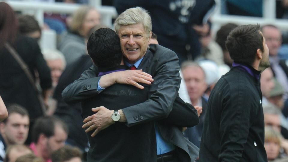 Arsenal manager Arsene Wenger celebrates after the 1-0 win over Newcastle United. Photograph: Owen Humphreys/PA Wire. Arsene Wenger: ‘I’ve had many groups in my life and the focus, the desire to do well, was exceptional. It’s one of the best groups I’ve had in my life on that front.’