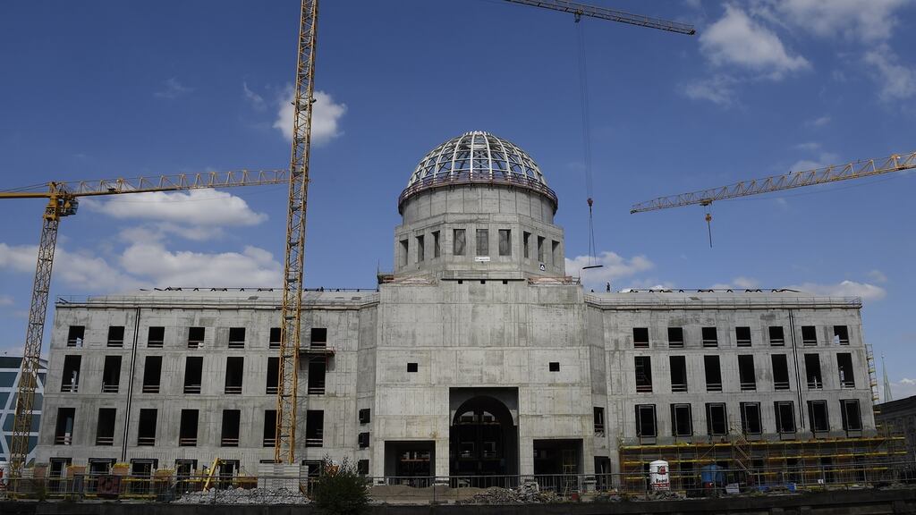 The former palace, dynamited in 1950, has risen again from Berlin’s sandy soil. Photograph: Tobias Schwarz/AFP/Getty Images