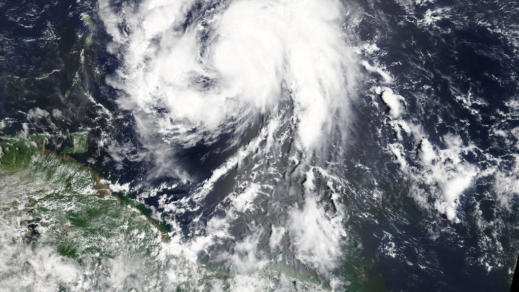 Hurricane Maria is shown in the Atlantic Ocean east of Martinique. Photograph: Nasa/Reuters
