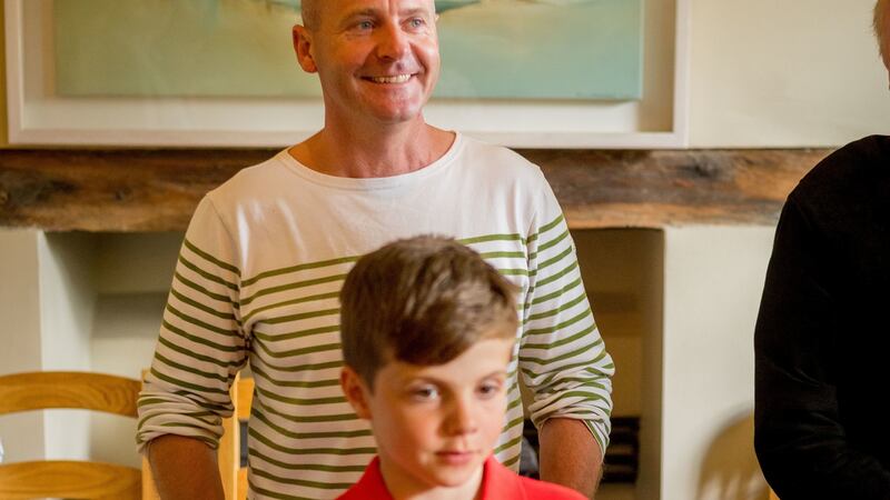 Francis Nesbitt and his son Charlie. Photograph: Dylan Vaughan
