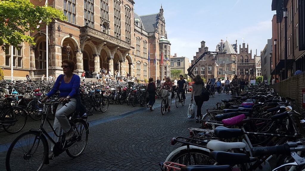 No cars go: the University of Groningen’s Academy Building. The city has a student population of 30,000 – and a car population of zero. Photograph: Paddy Logue