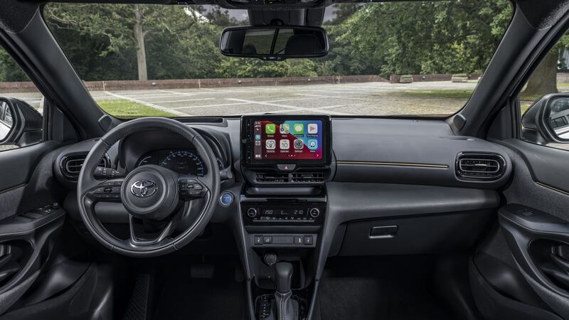 This marks the first time a Toyota has fielded a touchscreen comparable with its peers’, although basic models get an older-tech eight-inch screen.