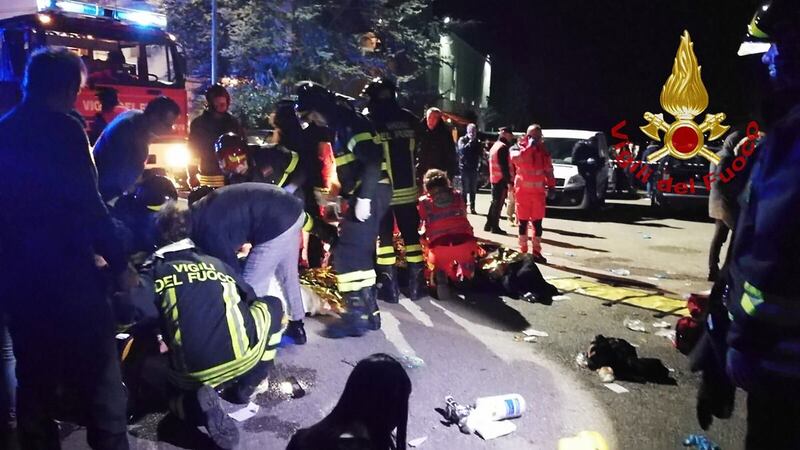 Six people killed in nightclub stampede in Italy