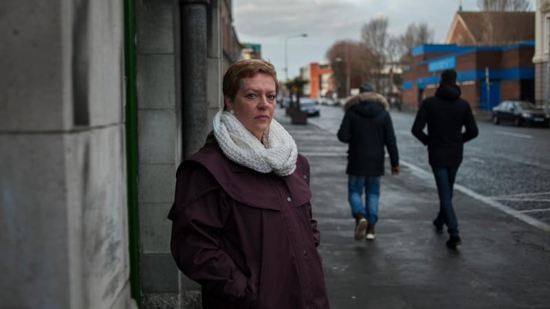 Magdalene laundry: Samantha Long outside the Gloucester Street laundry; her birth mother, Margaret Bullen, was transferred to the laundry at 16. Photograph: Paulo Nunes dos Santos/NYT