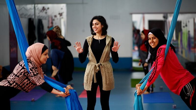 ‘In the classes, I am doing these exercises for the first time, and when I do them I feel like I am de-stressing.’ Photograph: Mohammed Al Baba