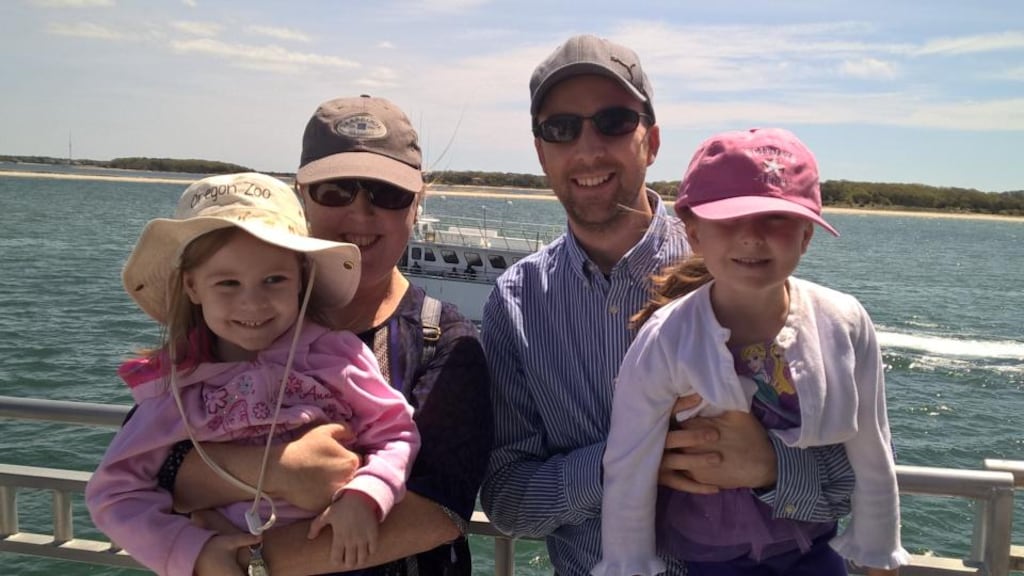 Quality-of-life issue: Kevin O’Donnell, who lives in Seattle, with his wife and their daughters