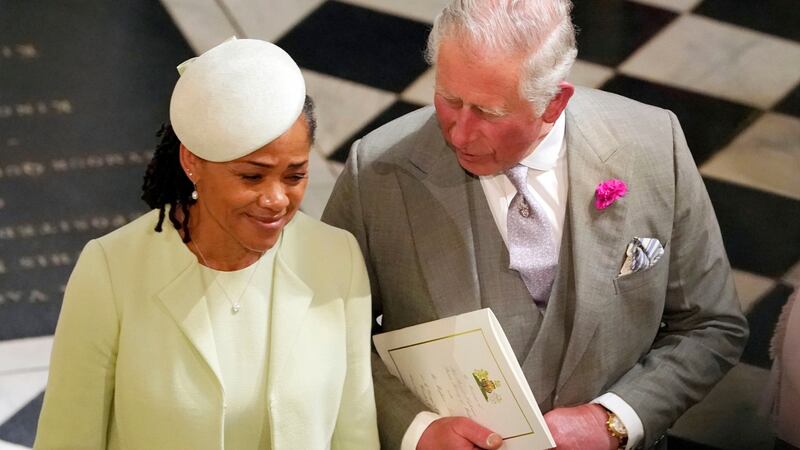 Prince Charles and Doria Ragland, father of the groom and mother of the bride, after the wedding of Prince Harry and Meghan Markle at Windsor Castle on May 19th, 2018. Photograph: Owen Humphreys/Getty