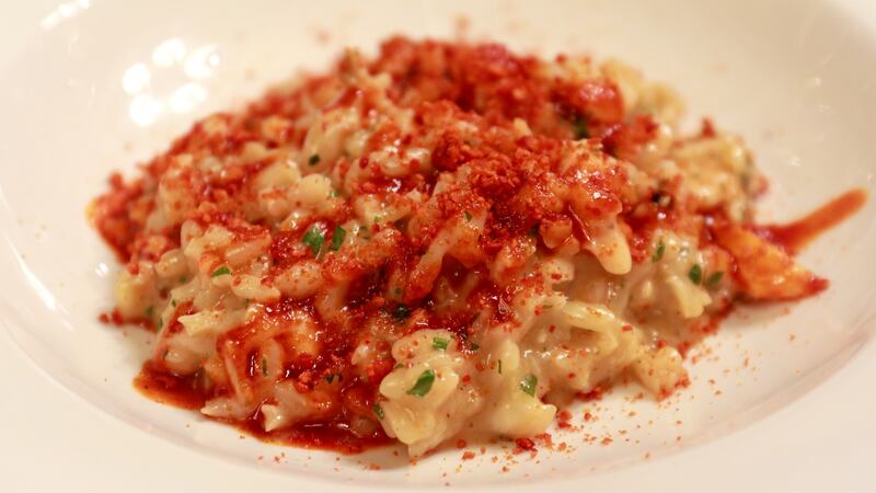 Langoustine risotto with red pepper