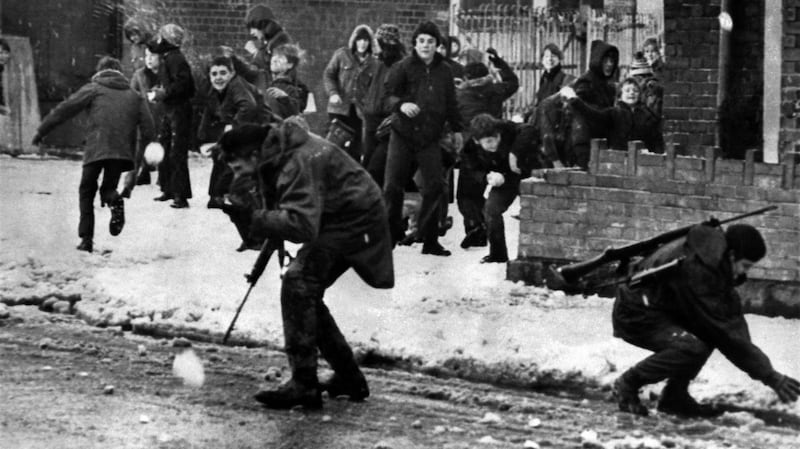 Snowballs instead of missiles in the North. Photograph: Watford/ Mirrorpix