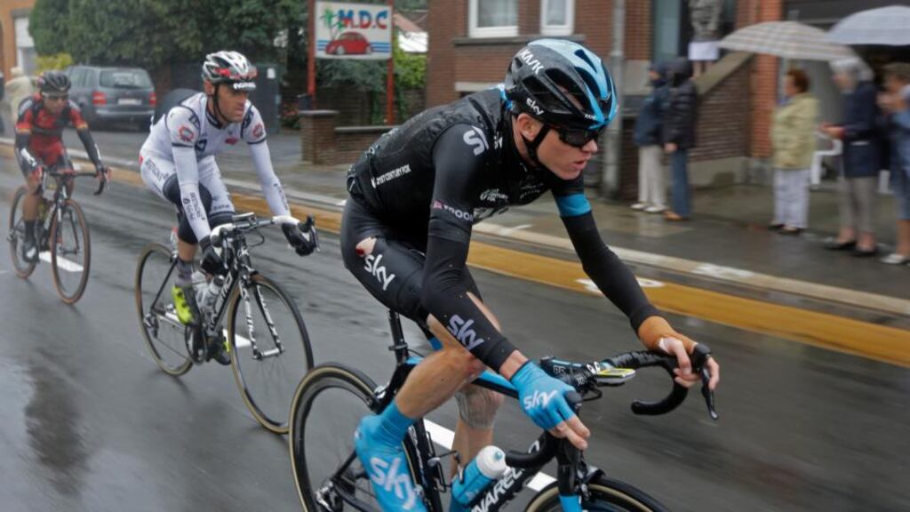 Chris Froome carried on after he crashed early on in the stage but bowed out after coming to grief later in the day.