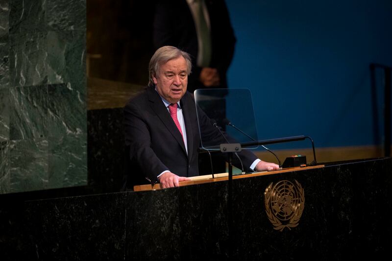UN secretary-general António Guterres said countries needed much better data on climate risks and that early warning systems for extreme weather must be in place everywhere in the world within five years. Photograph: Dave Sanders/The New York Times