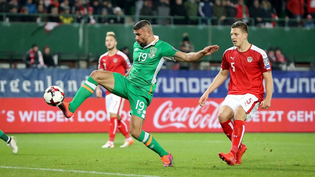 Jon Walters missed a golden chance to double Ireland’s lead in Austria. Photograph: Inpho/Ryan Byrne