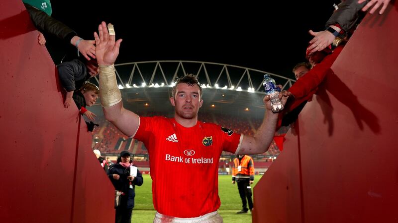 Munster’s Peter O’Mahony leaves the field following victory over Ulster. Photograph: Dan Sheridan/Ulster