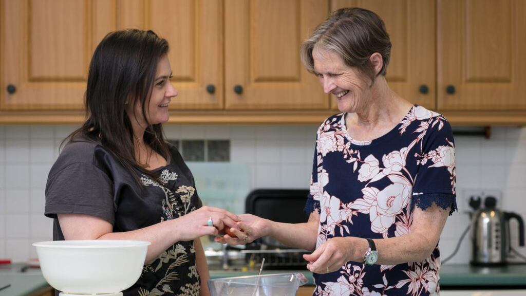 Deirdre Deverell (right) who has lost her sight, with Jodie McGriele, NCBI training manager.