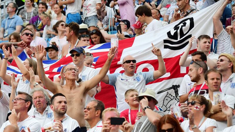 England fans celebrate at the end of the Russia 2018 World Cup Group G football match between England and Panama on June 24th. Photograph: Martin Bernetti/AFP/Getty Images