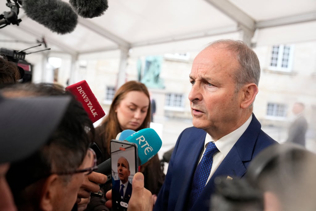 Taoiseach Micheál Martin speaks to reporters in Copenhagen on Wednesday before the EU leaders' meeting. Photograph: Thomas Traasdahl/Getty