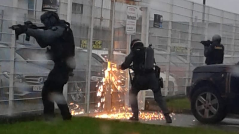 Garda members used cutting equipment to gain access to one business where vehicles were on sale.