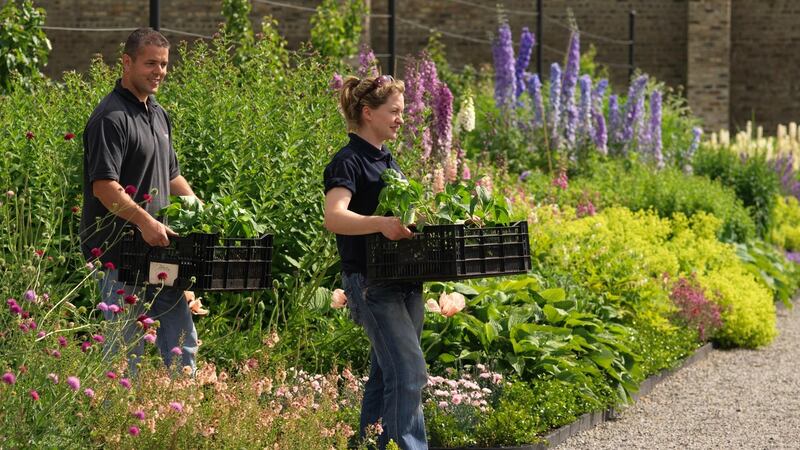 OPW gardeners Brian Quinn and Meeda Downey in Ashtown walled garden. Photo credit Richard Johnston