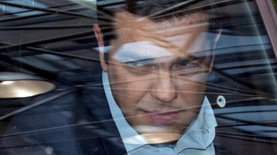 Greek prime minister Alexis Tsipras arrives in his car at a euro zone leaders summit in Brussels, Belgium. Photograph: Reuters
