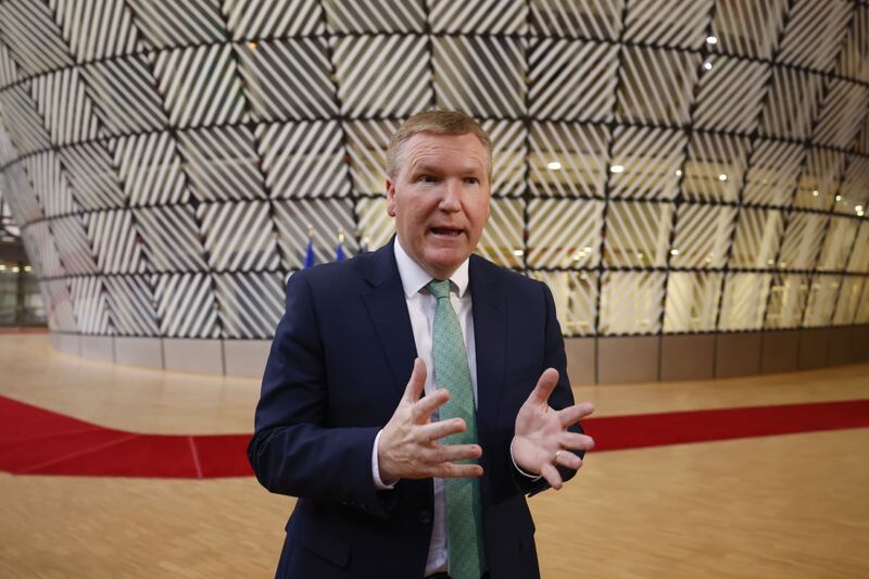 Michael McGrath, Ireland's finance minister, speaks to members of the media as he arrives for a Eurogroup meeting in Brussels, Belgium, on Thursday December 7th. Photograph: Simon Wohlfahrt/Bloomberg