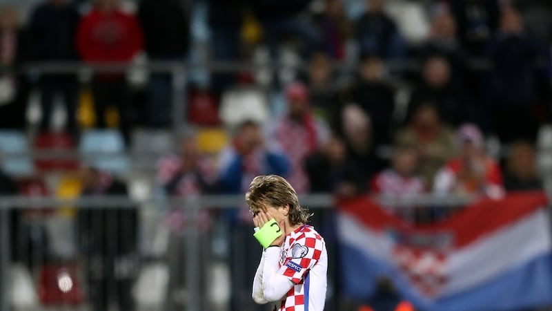 Luka Modric after Croatia’s World Cup qualifier draw with Finland. Photograph: Stringer/AFP/Getty