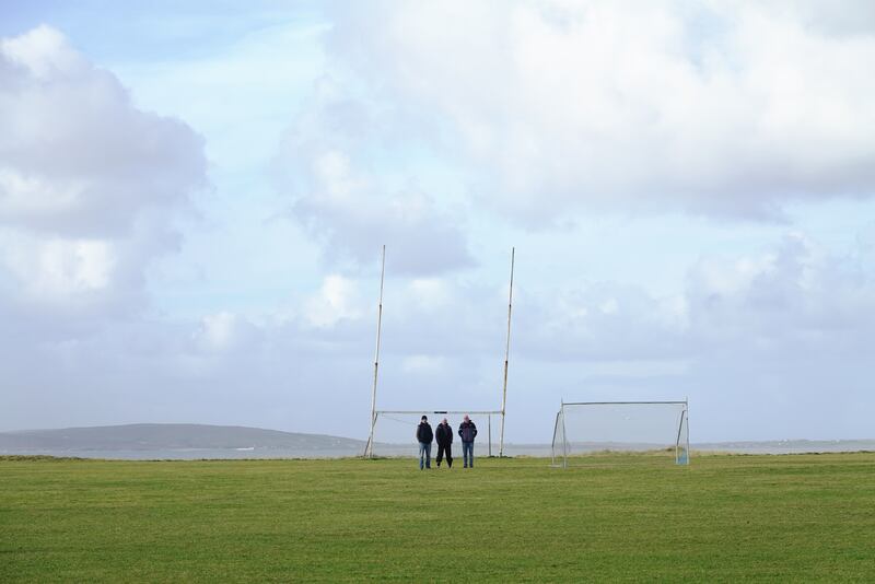 Kiltane GAA management observe a training sessions of the senior team in Doohoma, Co Mayo. Photograph: Enda O'Dowd
