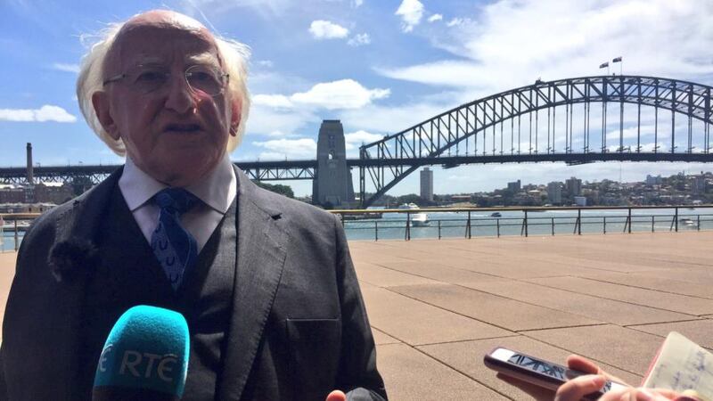 President Michael D Higgins speaks to reporters in Sydney during a State visit. Photograph: Simon Carswell