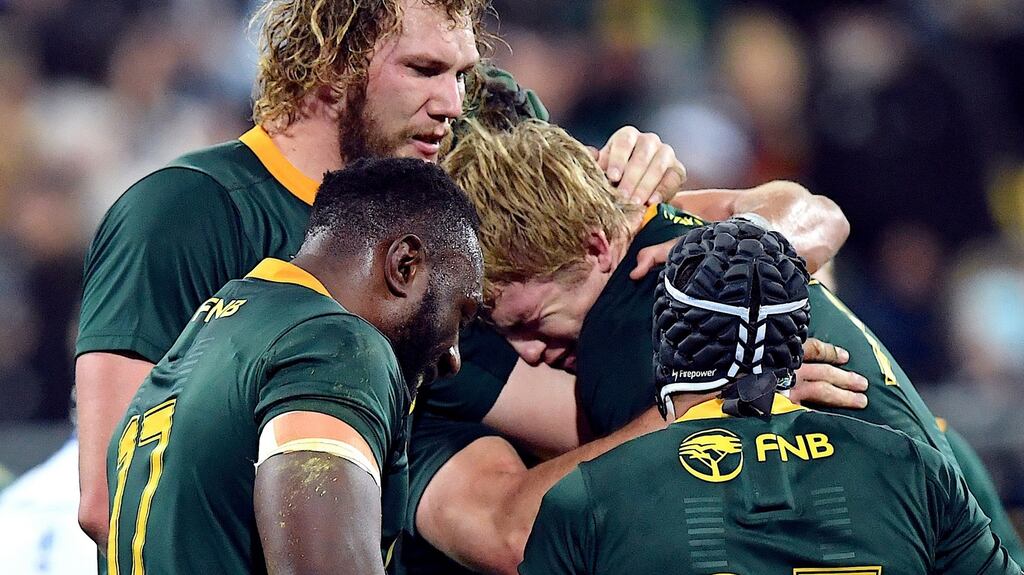 South Africa  celebrates their win over New Zealand a fortnight ago. Photograph: Ross Setford/Reuters