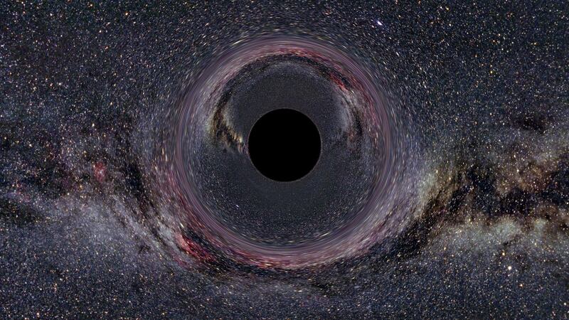 A simulated black hole with the Milky Way in the background