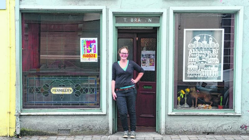 Curator Etaoin Holahan outside Fennellys, now a ‘space where people can come and have conversations’. Photograph: Bryan O’Brien