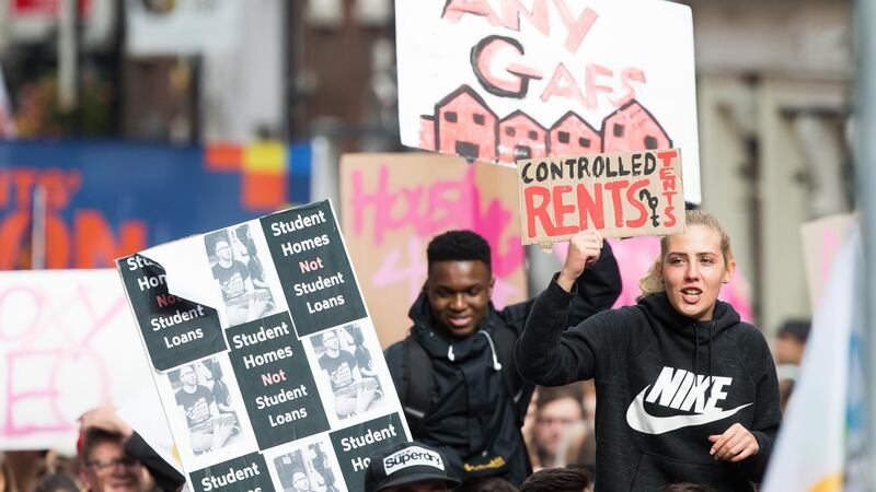 Eden Mayeye  and Vivien Magos   pictured at the Raise the Roof protest. Photograph: Tom Honan/The Irish Times.