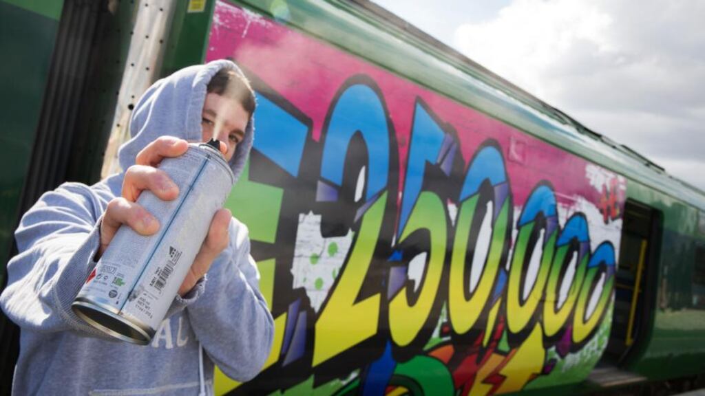 Iarnród Éireann has already spent €250,000 this year on the removal of graffiti on its trains alone, with the cost or removing it from buildings, bridges and tunnels bringing the annual bill to almost €750,000. The figures were announced at a photocall at Connolly Station to highlight this growing problem. Photograph: Sharppix