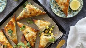 Chicken and spring greens samosas