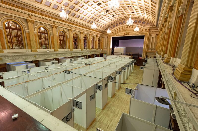 A mass Covid-19 vaccination centre at Cork City Hall. Photograph: Michael Mac Sweeney/Provision