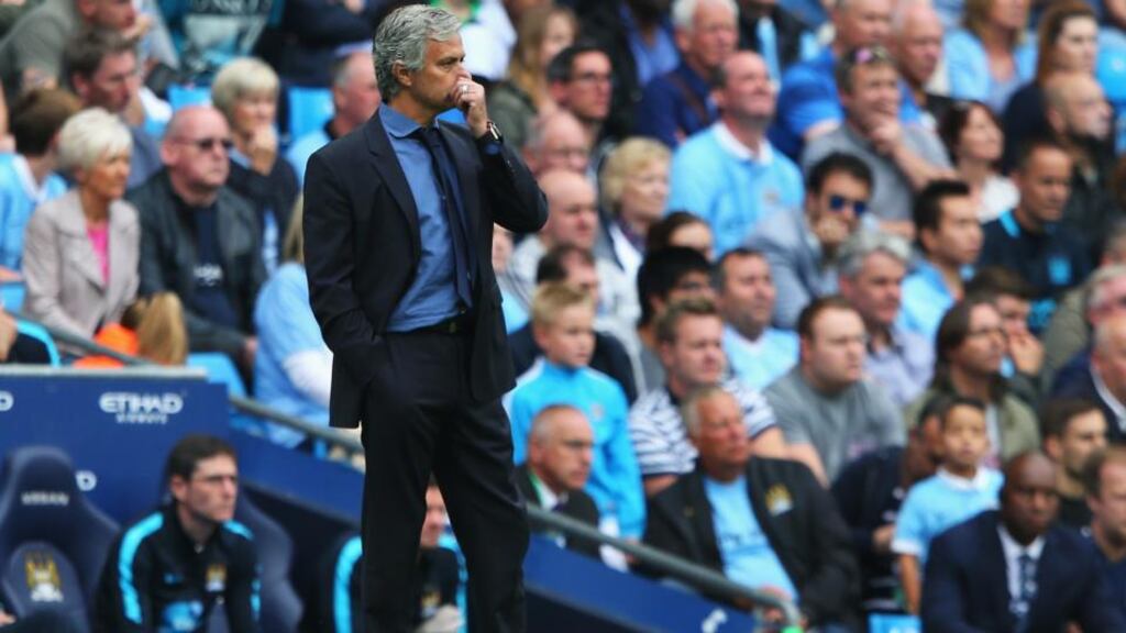 Chelsea manager José Mourinho told press conference after Sunday’s 3-0 defeat the result was “fake”, the goals “out of context”, and taking off John Terry at half-time “just a decision”. Photograh: Alex Livesey/Getty Images