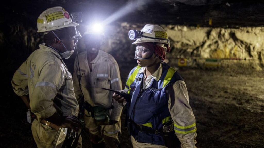 Miners in  Anglo American’s  Bathopele mine in Runstenburg, North Western Province, South Africa. Photograph: Mujahid Safodien/AFP/Getty Images