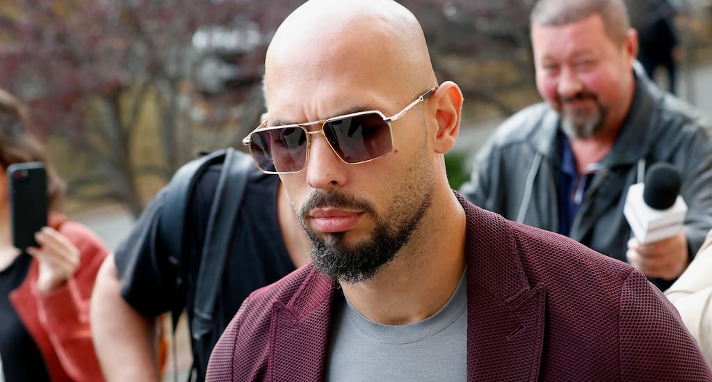 Former professional kickboxer and social media influencer Andrew Tate arrives at the court for a hearing on the extension of house arrest, held at the Bucharest Court, in Bucharest, Romania, 03 November 2023. Photograph: Robert Ghement