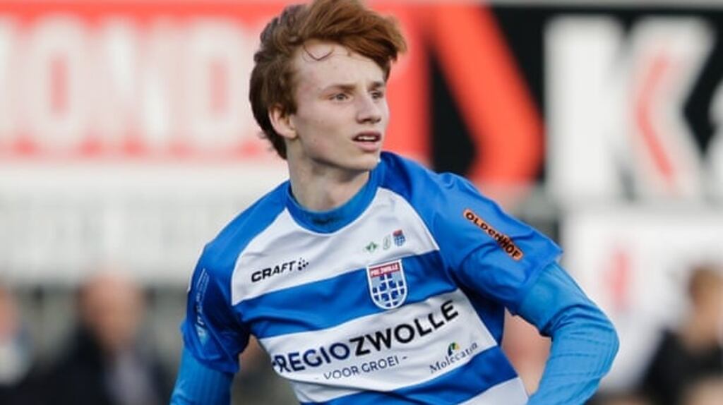 Sepp van den Berg, playing for PEC Zwolle in 2018, will complete his move on 1 July. Photograph: Soccrates Images/Getty Images