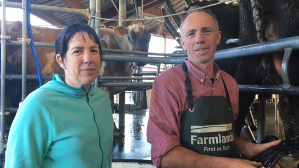 Louise Purdon and her husband Jim, who left Ireland to run a dairy farm in New Zealand