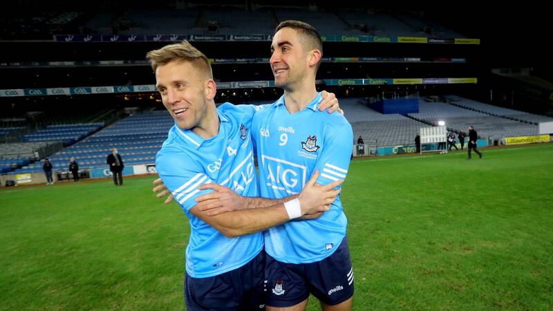 Jonny Cooper and James McCarthy after Dublin’s All-Ireland final win in December. Photograph: Ryan Byrne/Inpho