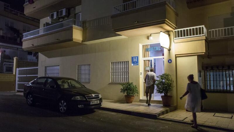 An exterior view of the Hostal Esperanza hostel in Benajarafe, Malaga, southern Spain, yesterday, where Ashya King was staying. Photograph: Carlos Diaz/EPA