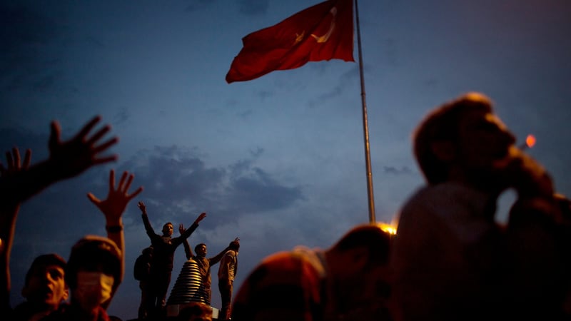 Protesters in Taksim Square in Istanbul in June, 2013. Many participants were subject to harassment and persecution, and subsequently left Turkey. Photograph: Ed Ou/New York Times