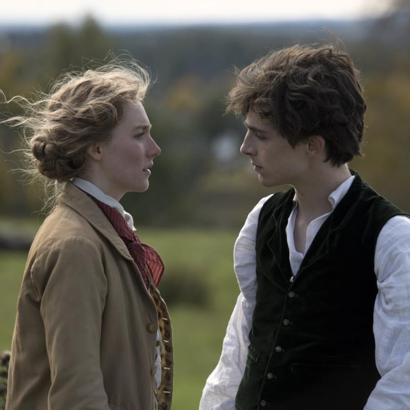 Saoirse Ronan with Timothée Chalamet in Little Women