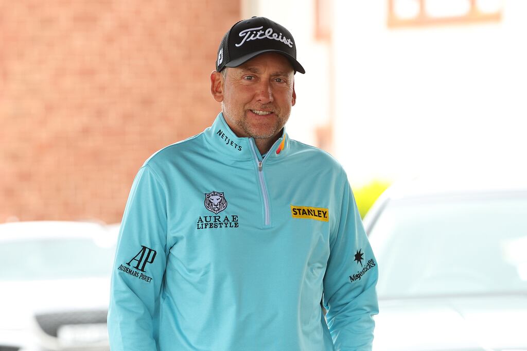 Ian Poulter arrives during practice round prior to the Genesis Scottish Open at The Renaissance Club. Photograph: Andrew Redington/Getty