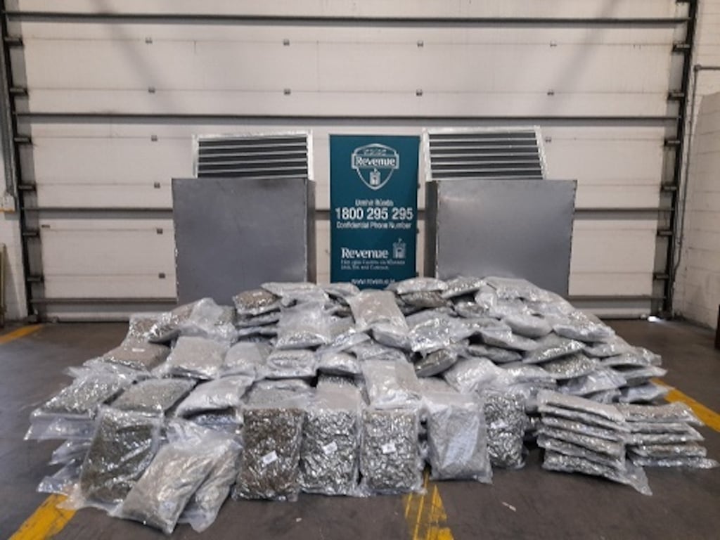Revenue officers seized 210kg of herbal cannabis with an estimated value of €4.2 million at Dublin Port on Friday. Photograph: Revenue