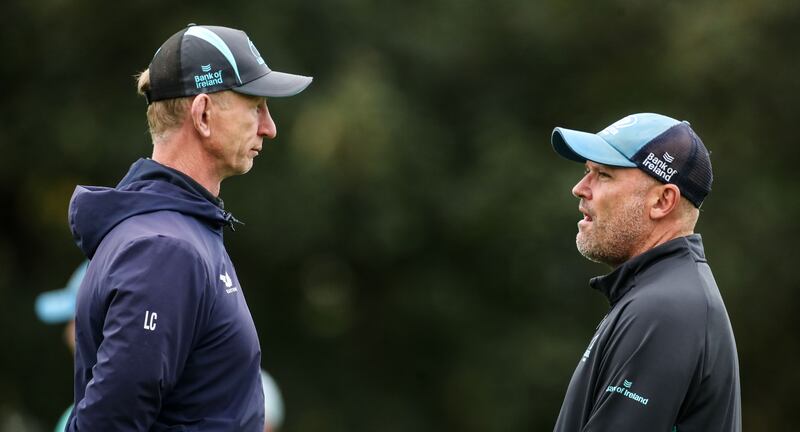Head coach Leo Cullen and senior coach Jacques Nienaber at Leinster Rugby squad training. Photograph: Nick Elliott/Inpho