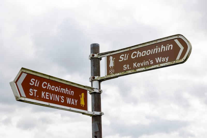 Signs for the Saint Kevin's Way Pilgrim Path. Photograph: Tom Honan