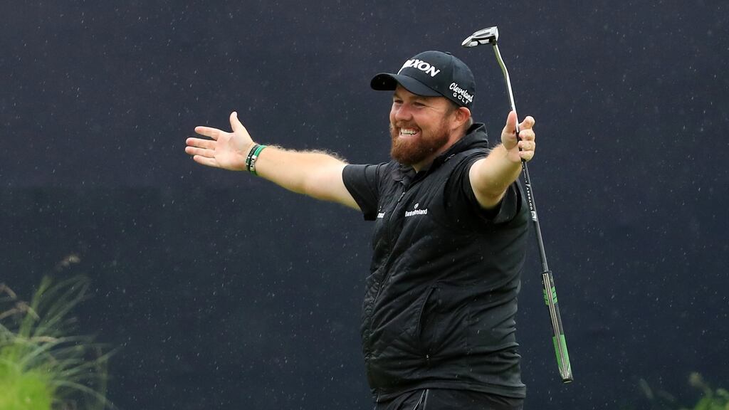 Shane Lowry of Ireland celebrates his British Open win at Royal Portrush. Photograph: Andrew Redington/Getty Images