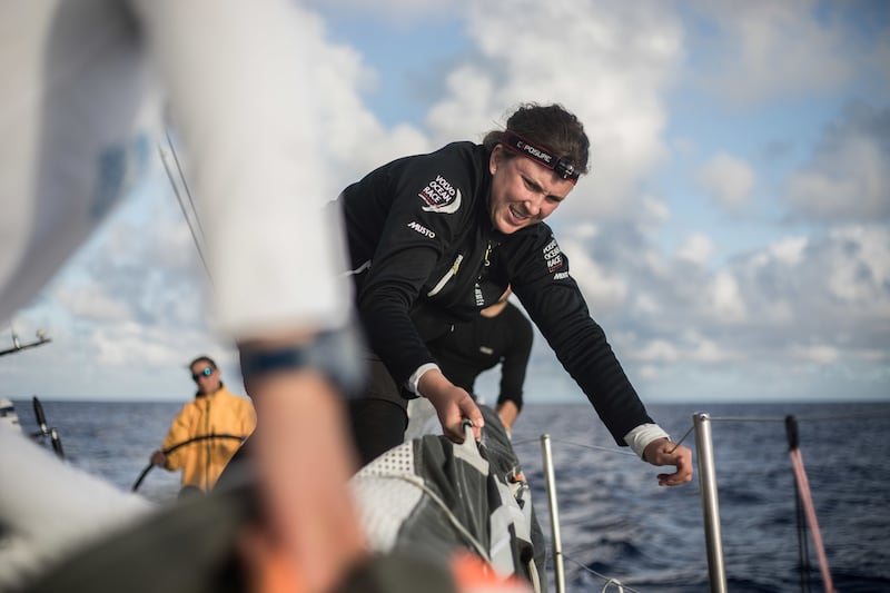 Annalise Murphy on board Turn the Tide on Plastic during Leg 6 to Auckland